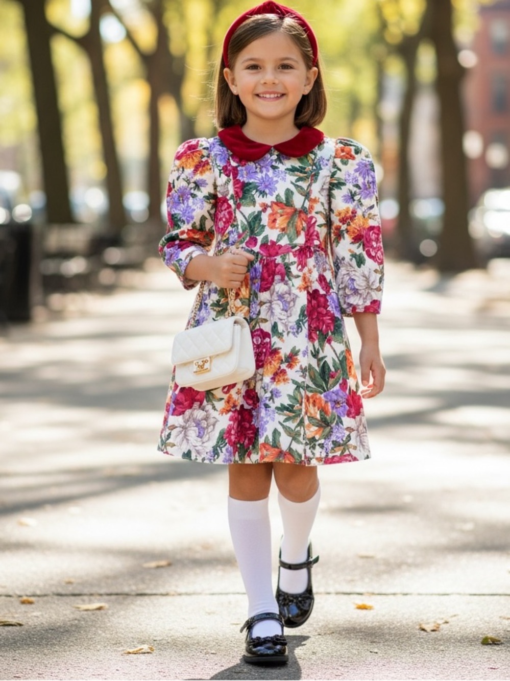 Rare Editions Vintage Floral Preppy Girls Dress Size 4 Back Tie